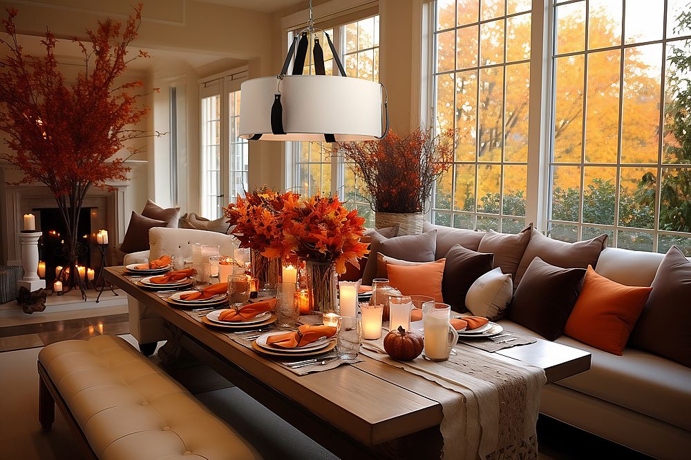 A traditional fall tablescape using fall color trends.