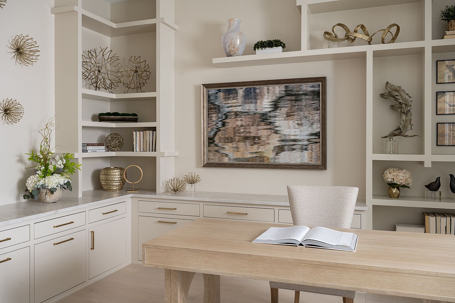 Sherwin Williams Universal Khaki is a great color for the foundation of your space. 